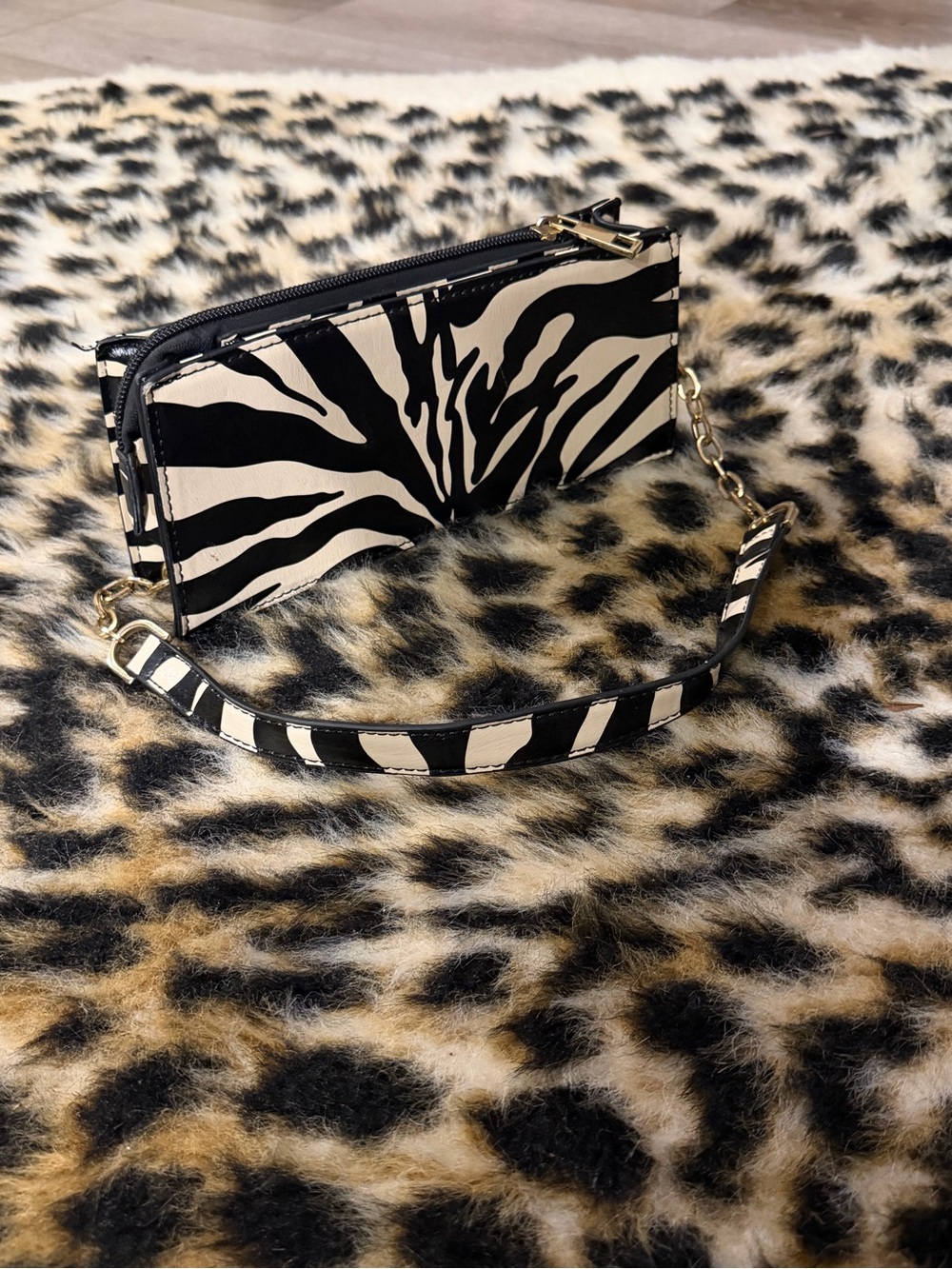Zebra-Print Black & White Wristlet Clutch - Chic Animal Pattern